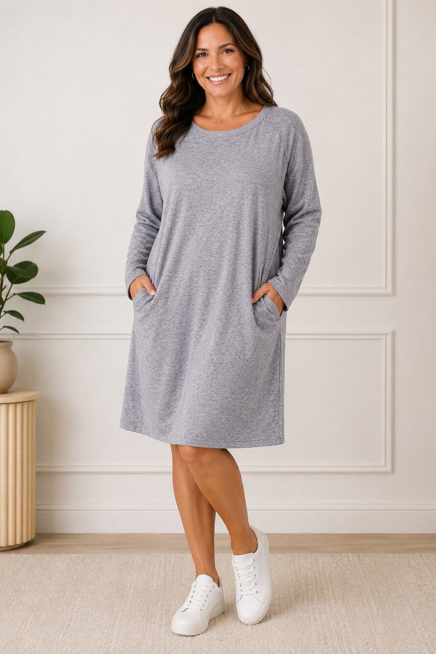 J.Jill Fit Women’s XL Mauve Space Dye Fleece Lined Stretch Tunic Dress